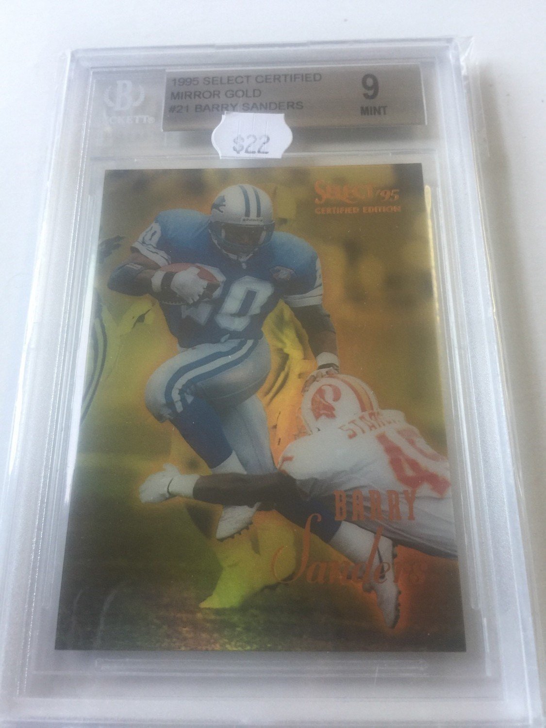 Barry Sanders 1995 Select Certified Mirror Gold Parallel #21 BGS 9
