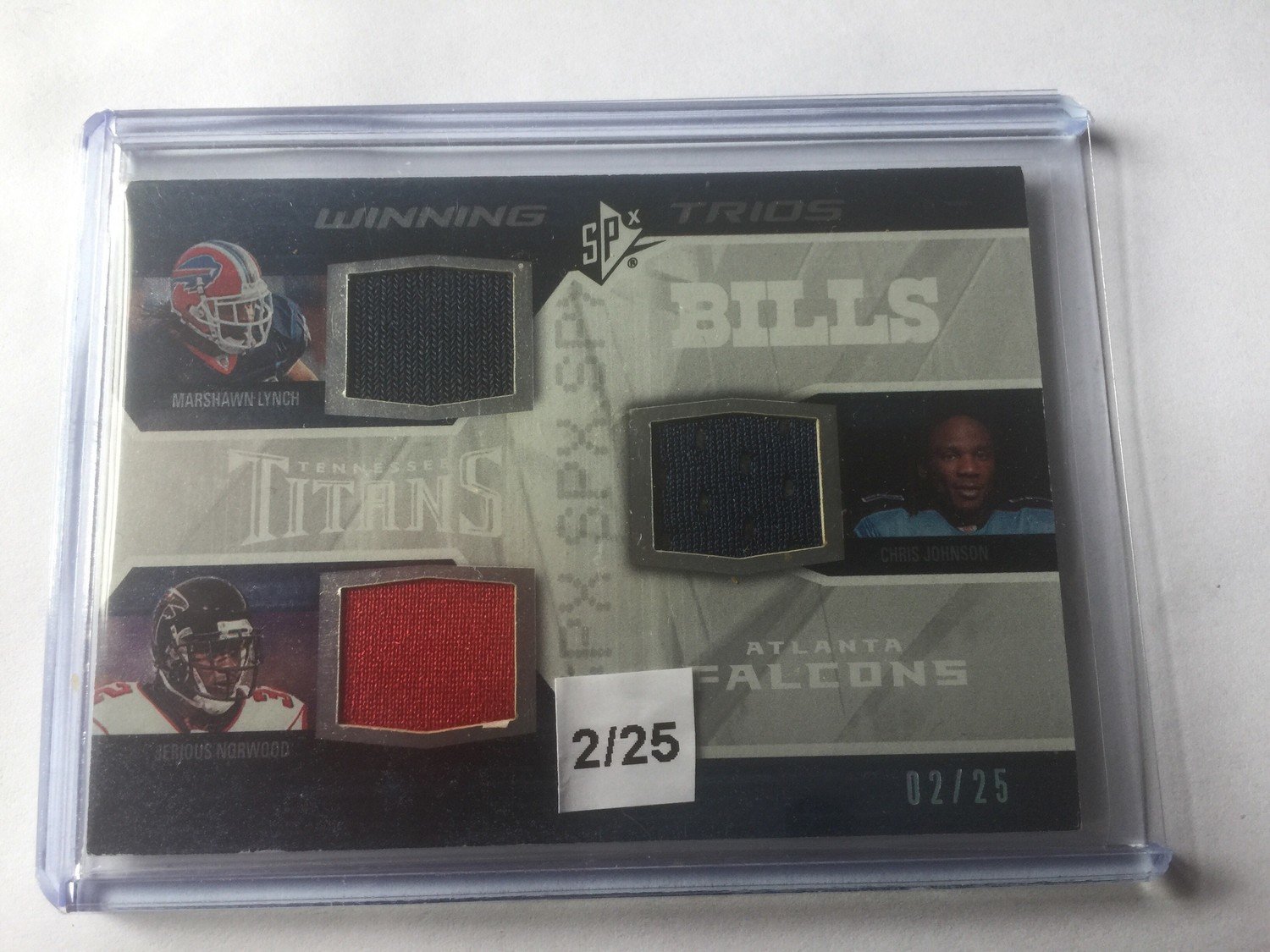 Marshawn Lynch 2008 SPx Winning Trios GU w/ C.Johnson/Norwood Gold{2/25}
