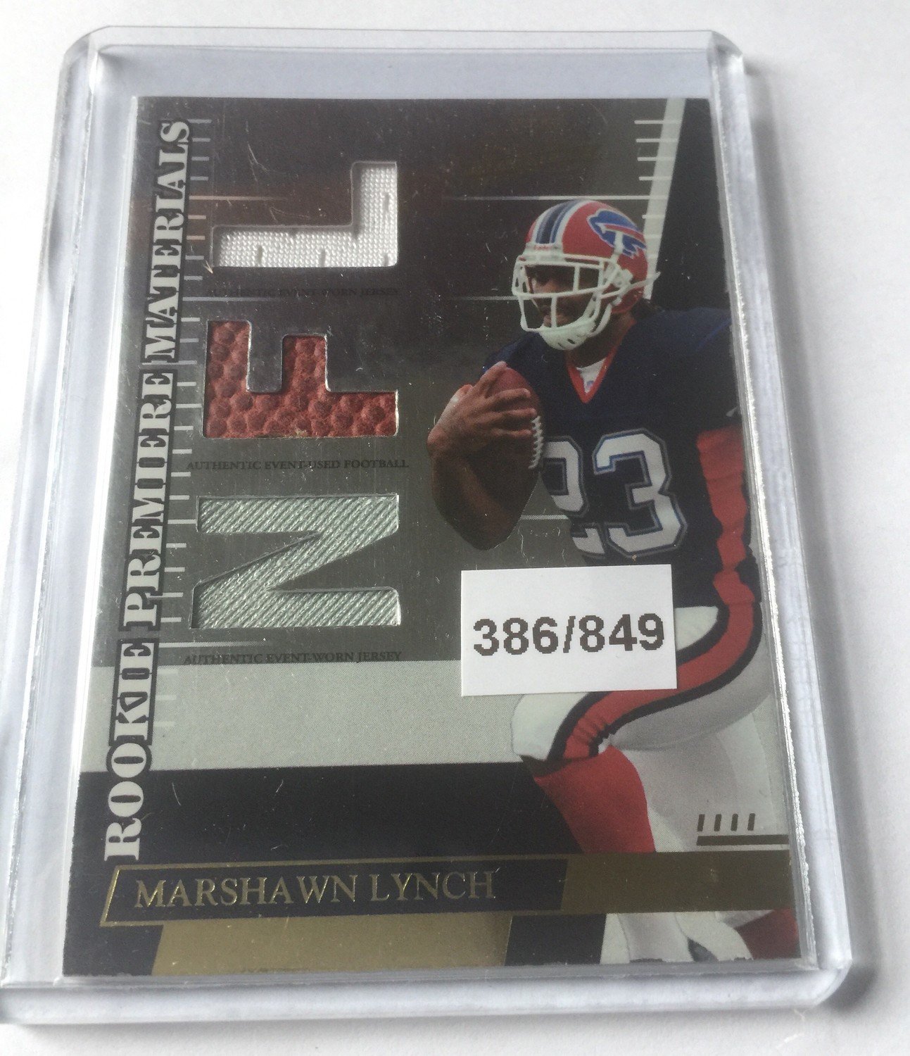 Marshawn Lynch 2007 Absolute Rookie Premier Materials RC GU Jersey/Ball #259{386/849}