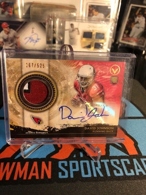 David Johnson 2015 Topps Valor Shield of Honor 3-Color GU RC Jersey/Auto