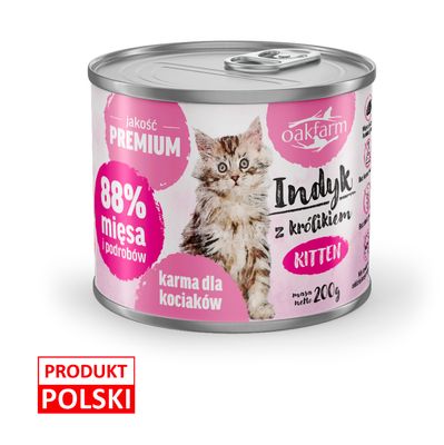 Oakfarm Indyk z Królikiem Kitten mokra karma dla kota 200g