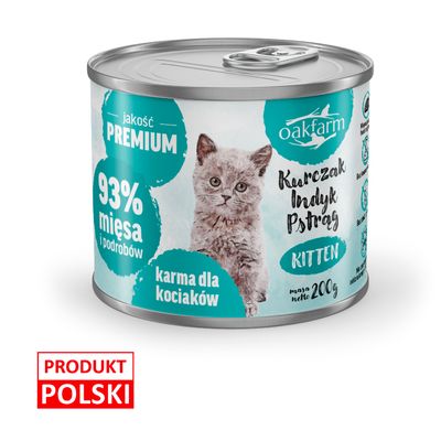 Oakfarm Kurczak, Indyk, Pstrąg Kitten mokra karma dla kota 200g