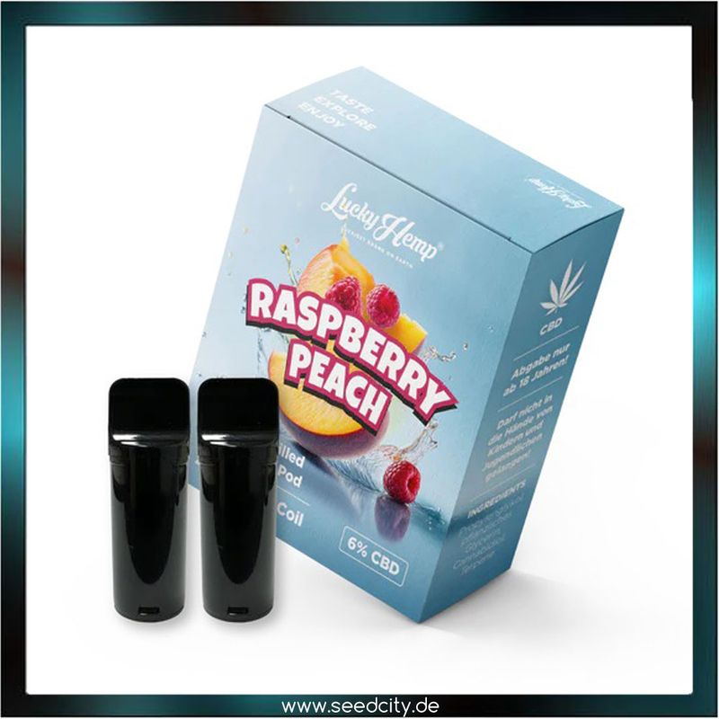 Lucky Hemp - CBD Vape Pods - 2x Raspberry Peach