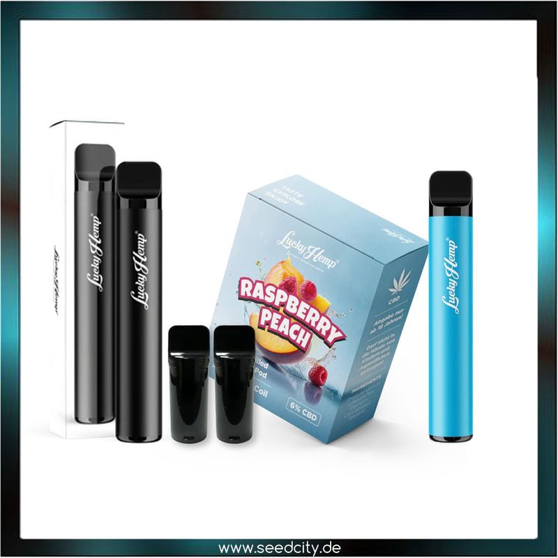 Lucky Hemp - 2x Pods Raspberry Peach + Pen Batterie