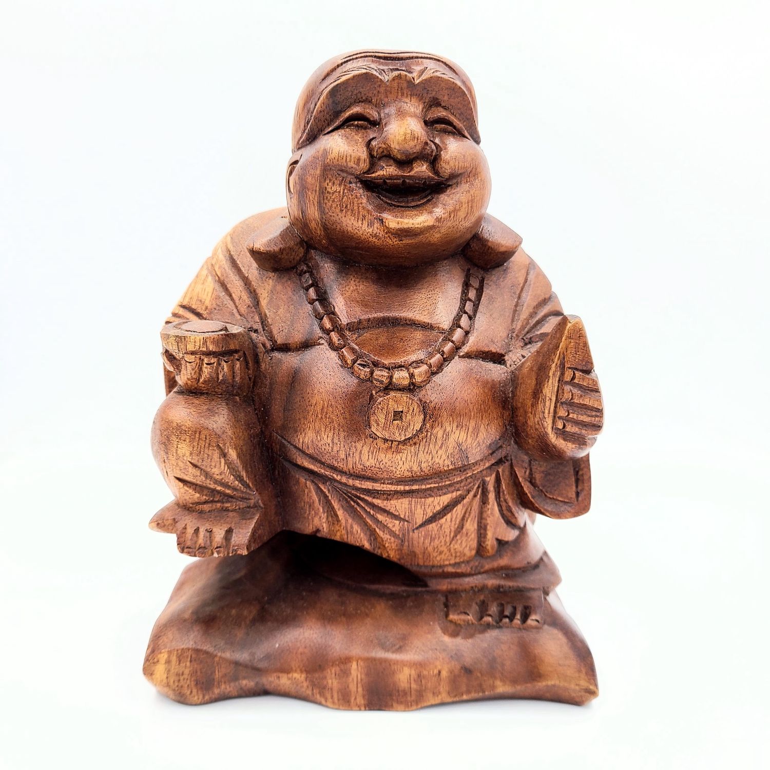 Wooden Laughing Buddha