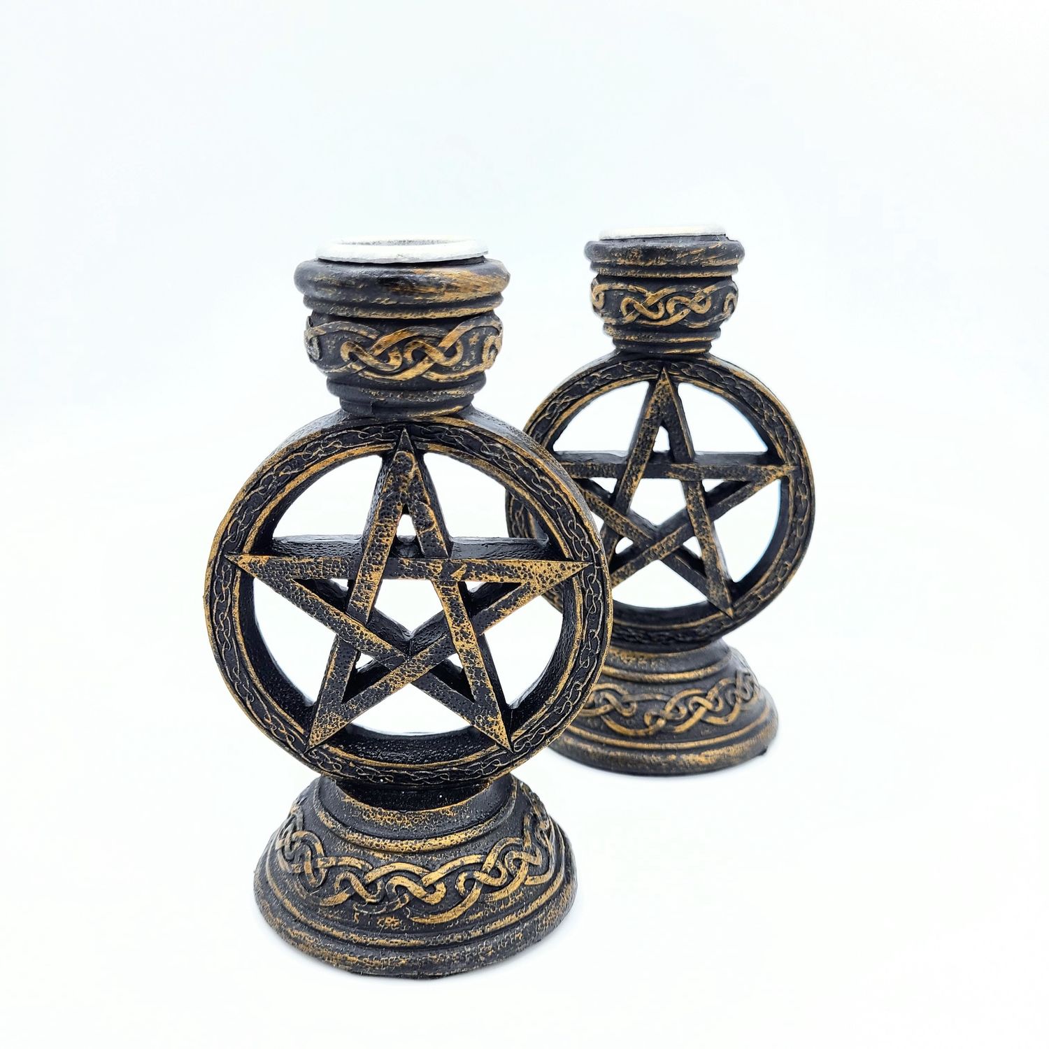Pentagram Taper Candle Holder, Color: Black/Copper
