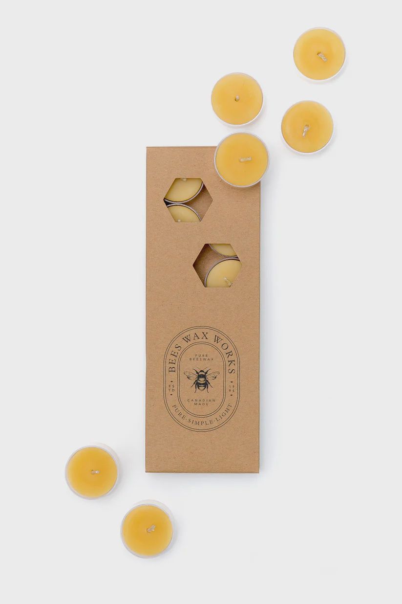 Beeswax Tea Lights Tin Cup 12 pack