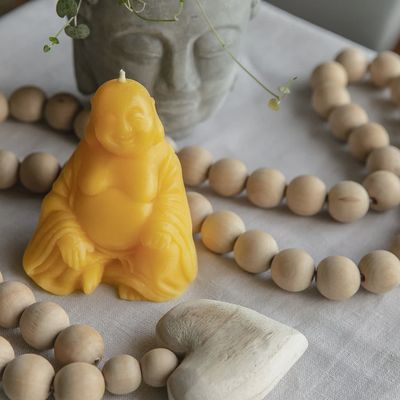 Laughing Buddha Beeswax Candle