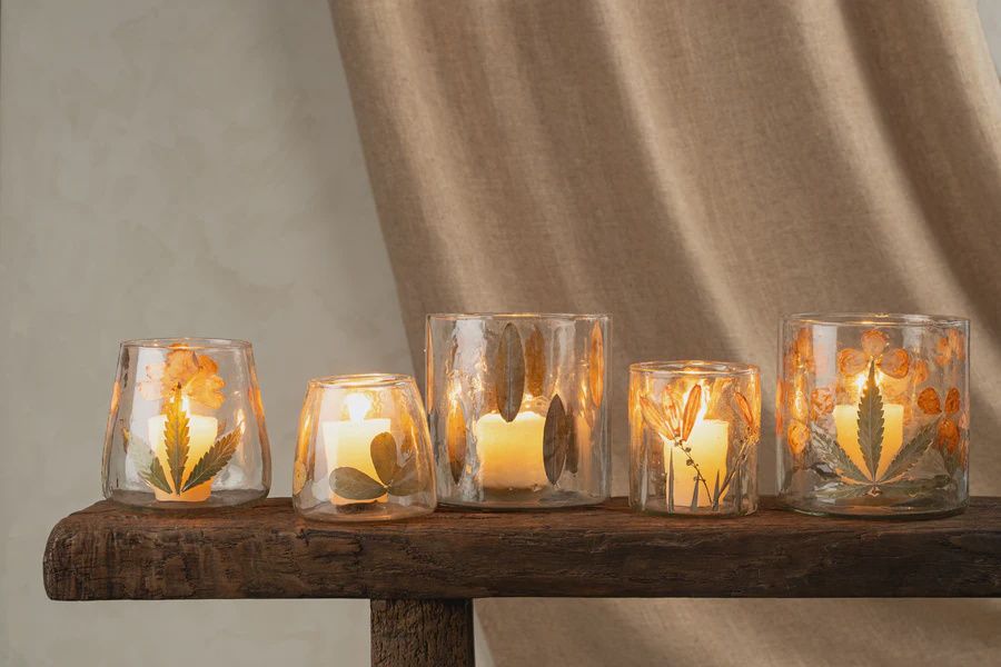 Pressed Leaf Candle Holder