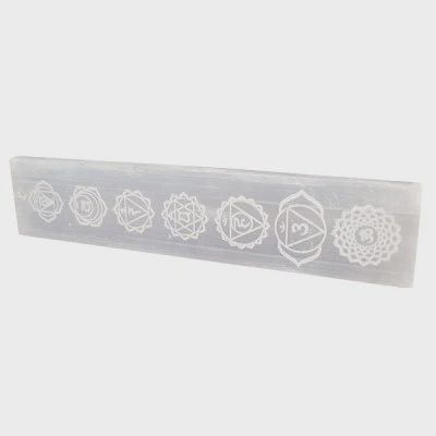 Selenite Incense Bar - Charging Plate - Chakra Symbols