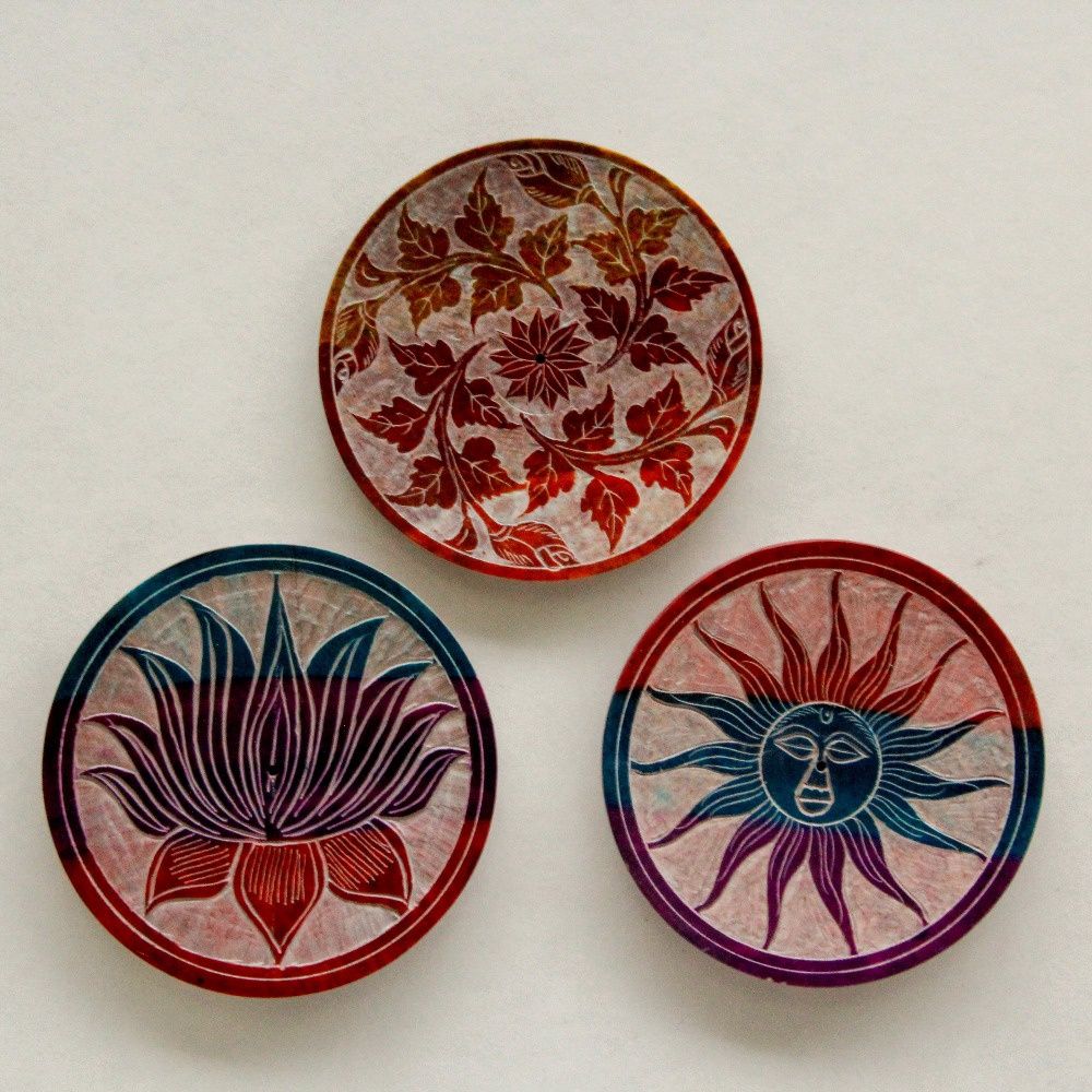 Stone Multi-Color Incense Plate