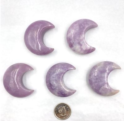Carved Pocket Stone Moons - Lepidolite (35 mm) (5)
