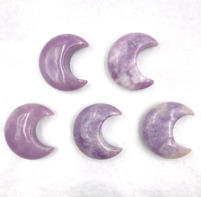 Carved Pocket Stone Moons - Lepidolite (35 mm) (5)