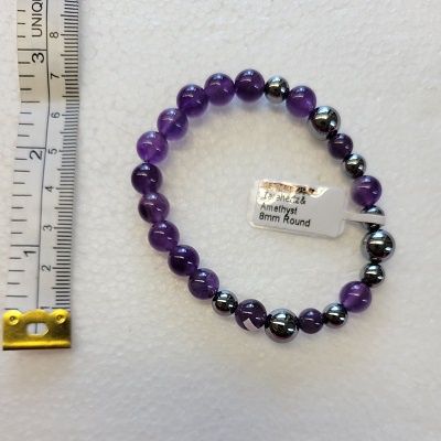 TERAHERTZ &amp; AMETHYST – BRACELET 8 MM BEADS