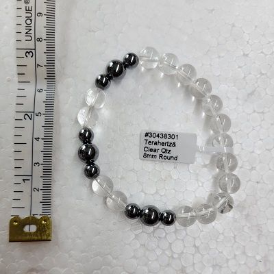 TERAHERTZ &amp; CLEAR QTZ – BRACELET 8 MM BEADS