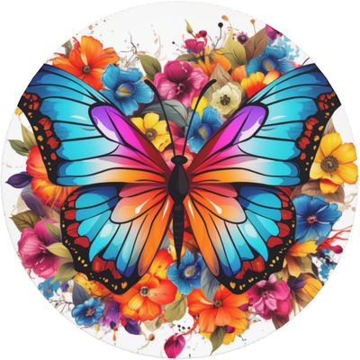 Round Butterfly Floral Magnet