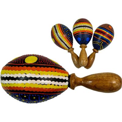 Maracas-Hand Shaker Painted Dot Design Assorted Colors-Small 4.5″