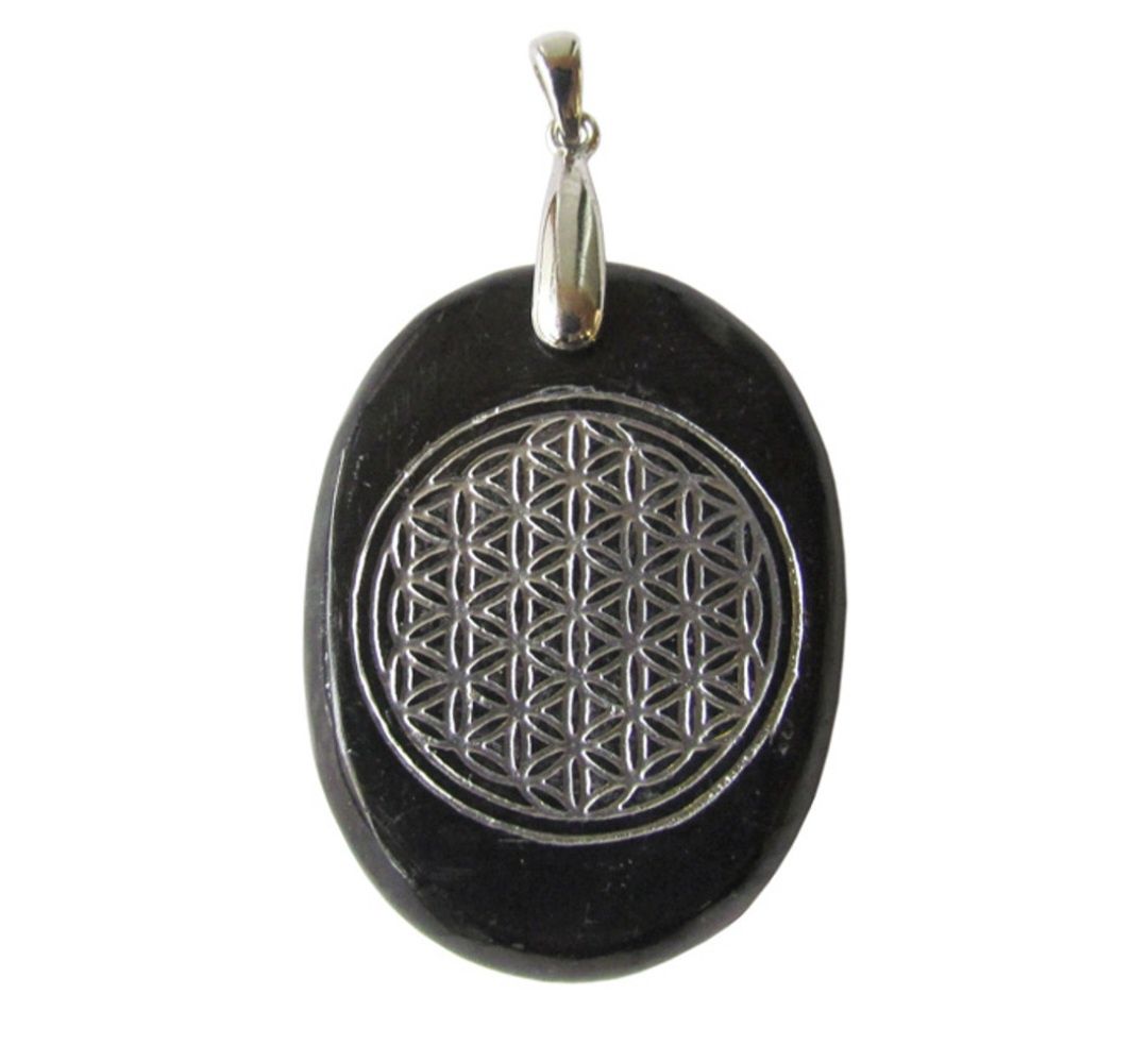 Pendant - Shungite - Flower of Life Engraved