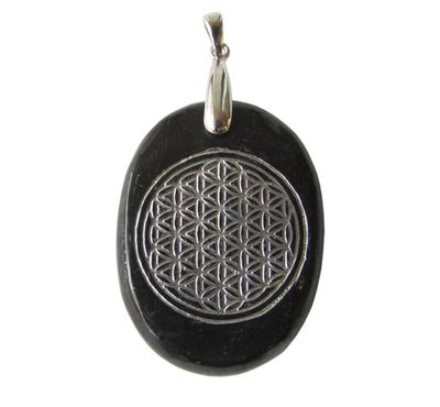 Pendant - Shungite - Flower of Life Engraved