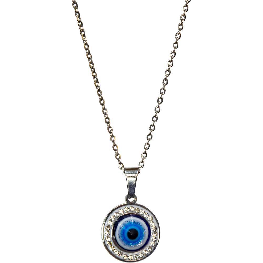 Necklace-EvilL Eye  W/Gems 5/8″diameter