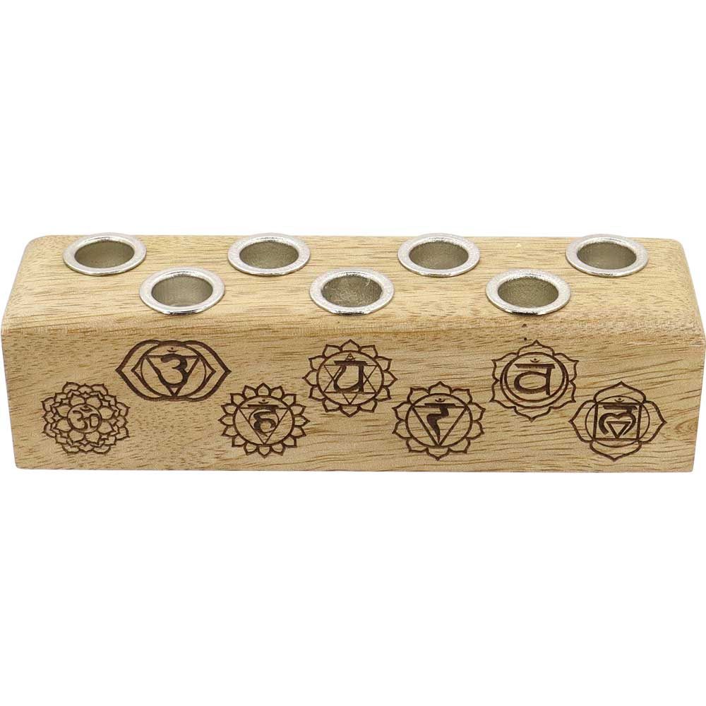 Mini Candle Holder Multi-Wood-7 Chakra 1.5″X6″L