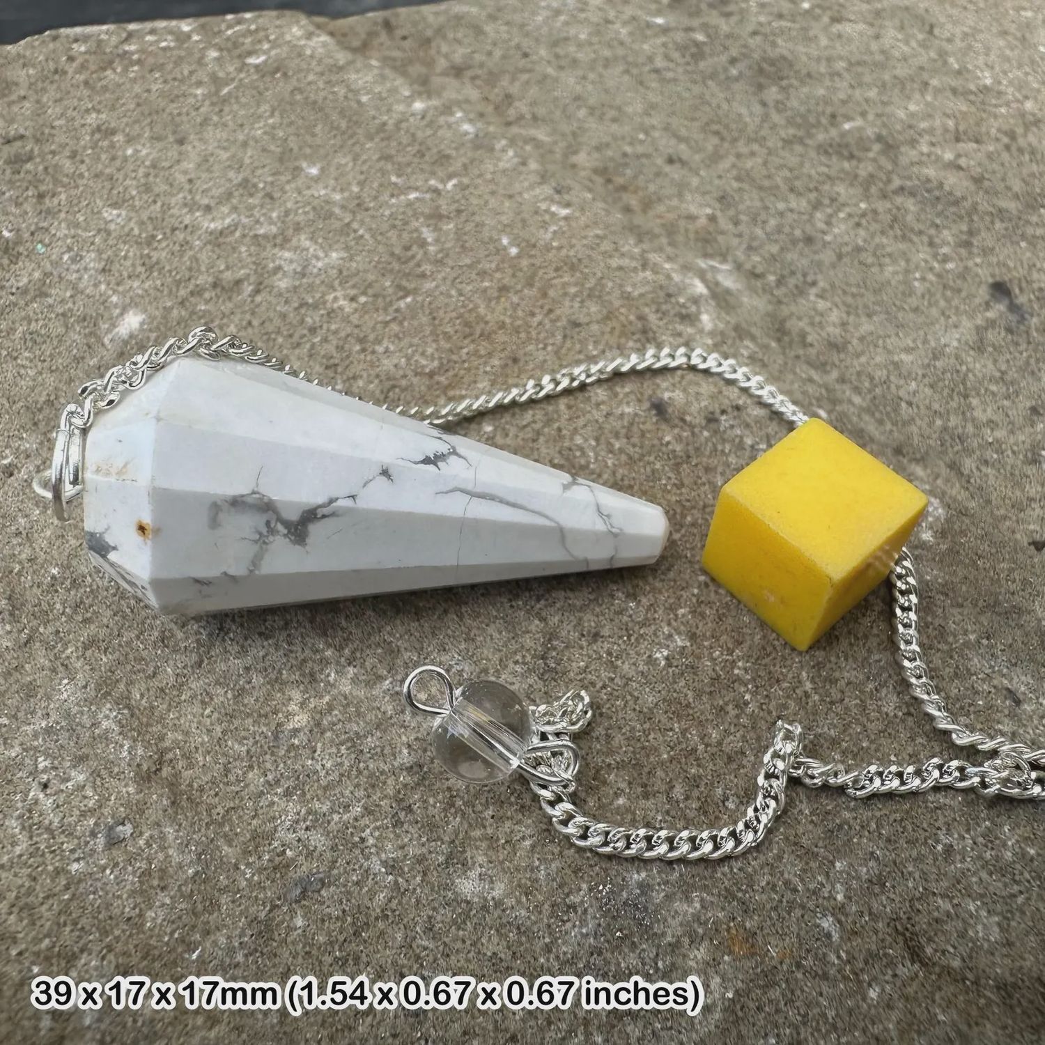 Pendulum, faceted, White Howlite