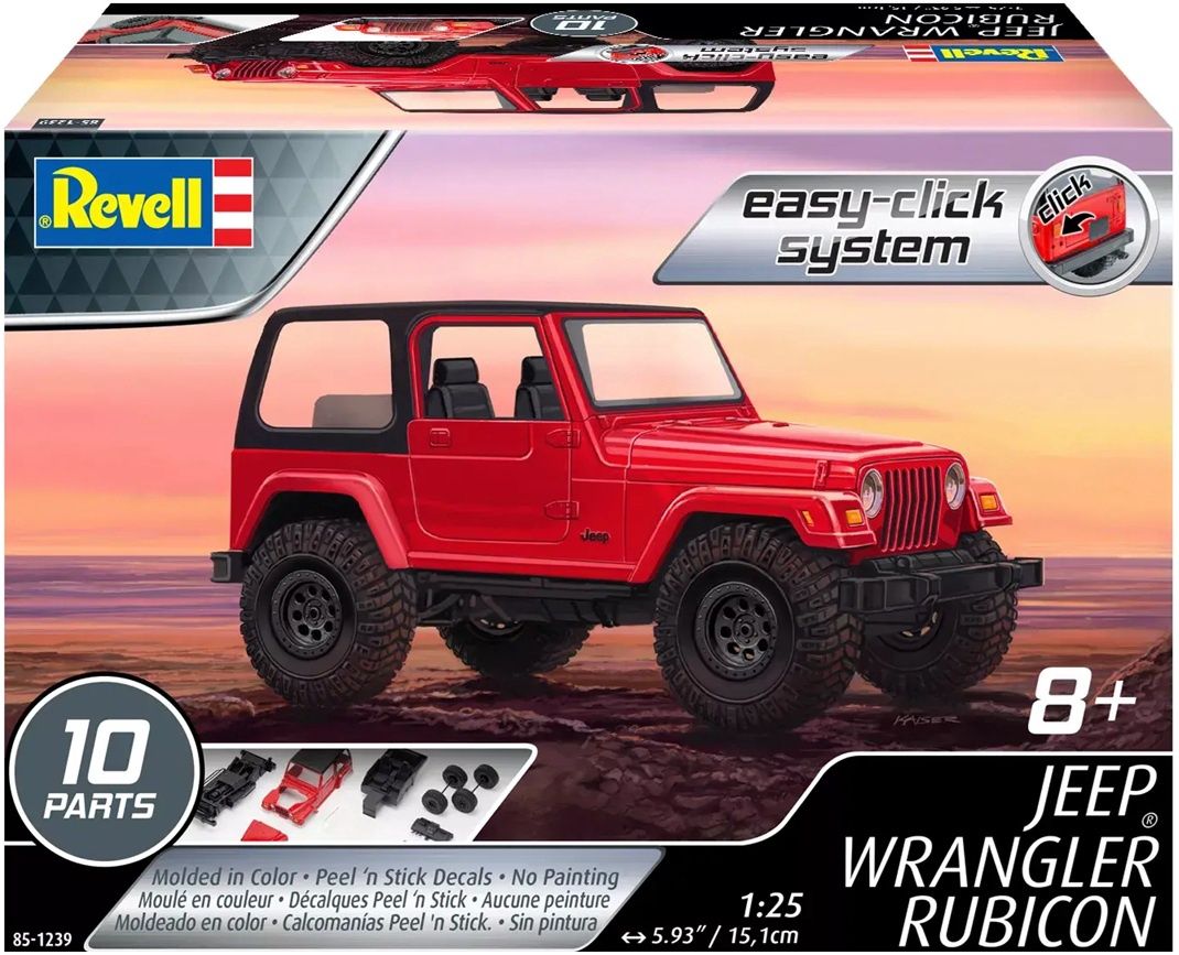 Revell 1/25 Jeep Wrangler Rubicon (Red) (Snap) 85-1239