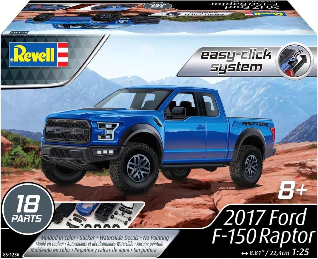 Revell 1/25 2017 Ford F150 Raptor Pickup Truck (Blue) (Snap) 85-1236