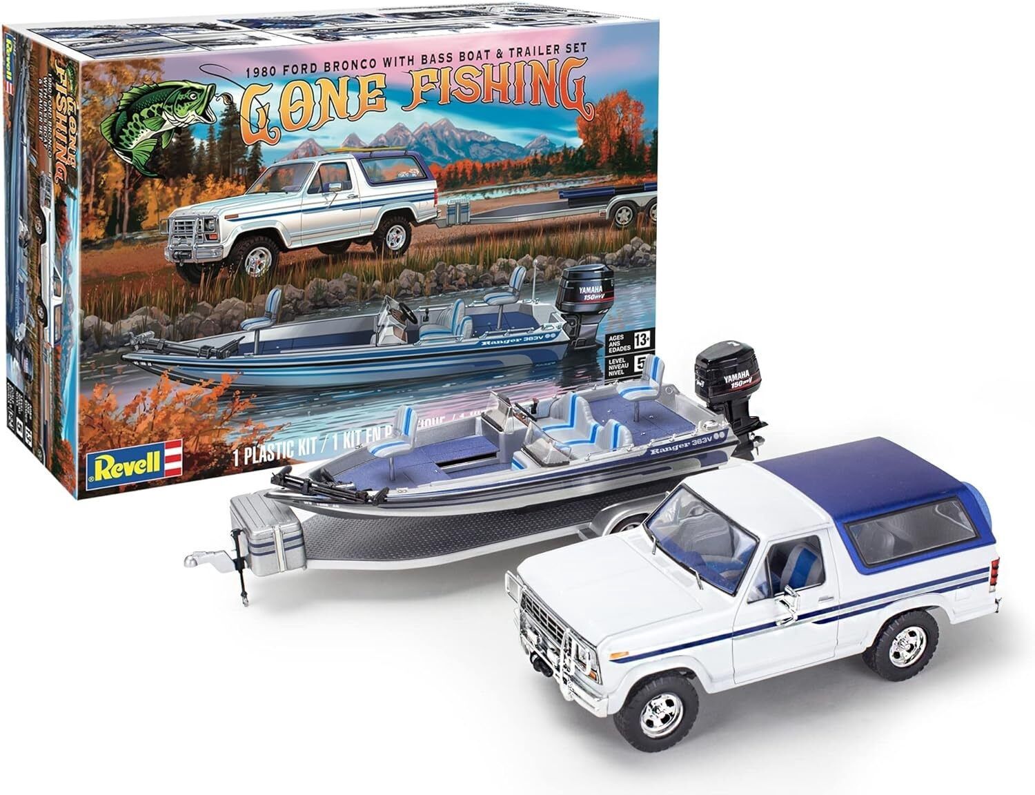Revell 1/24 Gone Fishing 1980 Ford Bronco w/Bass Boat &amp; Trailer 17242