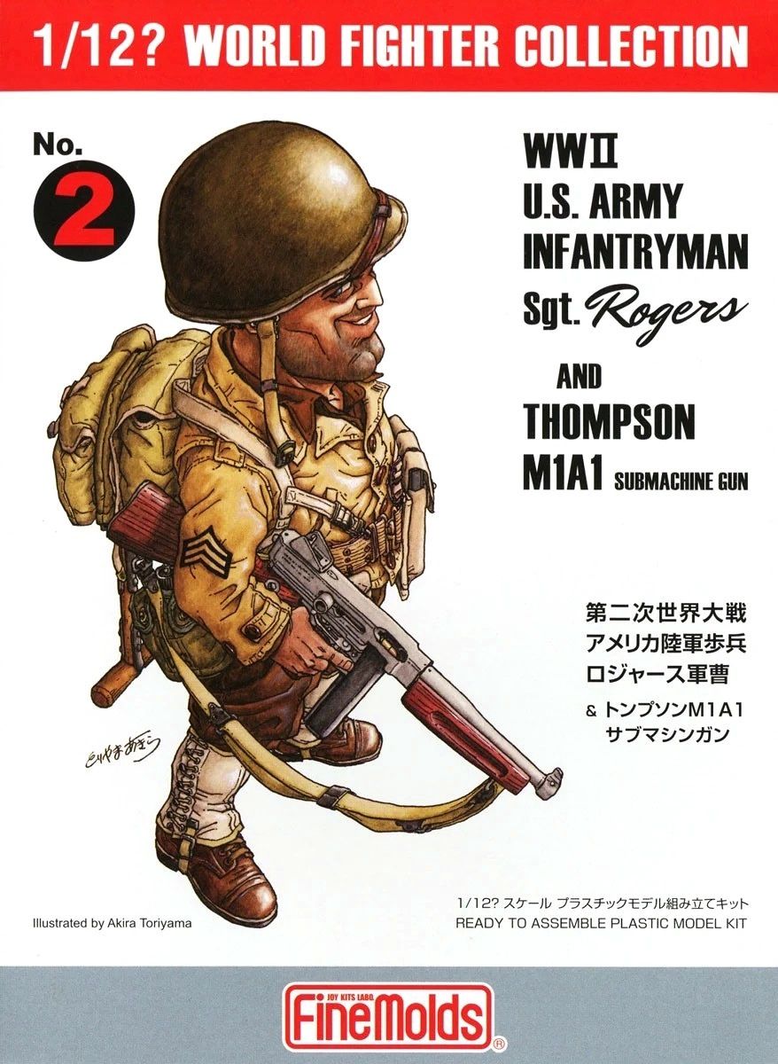 Fine Molds 1/12 WWII US Army Infantryman &#39;Sgt Rogers&#39; &amp; Thompson M1A1 SMG FT2