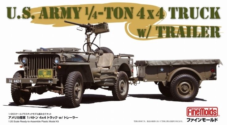 Fine Molds 1/20 U.S. Army 1/4-ton 4x4 Truck w/Trailer 82002