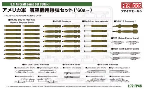 Fine Molds 1/72 U.S. Aircraft Bomb Set (&#39;60s -) FP45