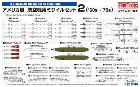 Fine Molds 1/72 US Air-to-Air Missile Set #2 (&#39;60s-&#39;70s) FP44