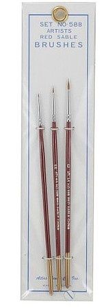 Atlas Brush Set #58B 3pc Red Sable Detail Size 10/0,5/0,0