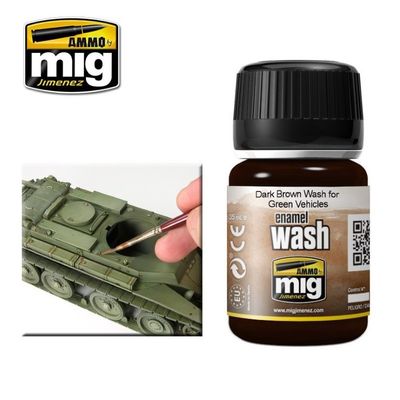 AMMO by Mig Dark Brown Wash for Green Vehicles 1005
