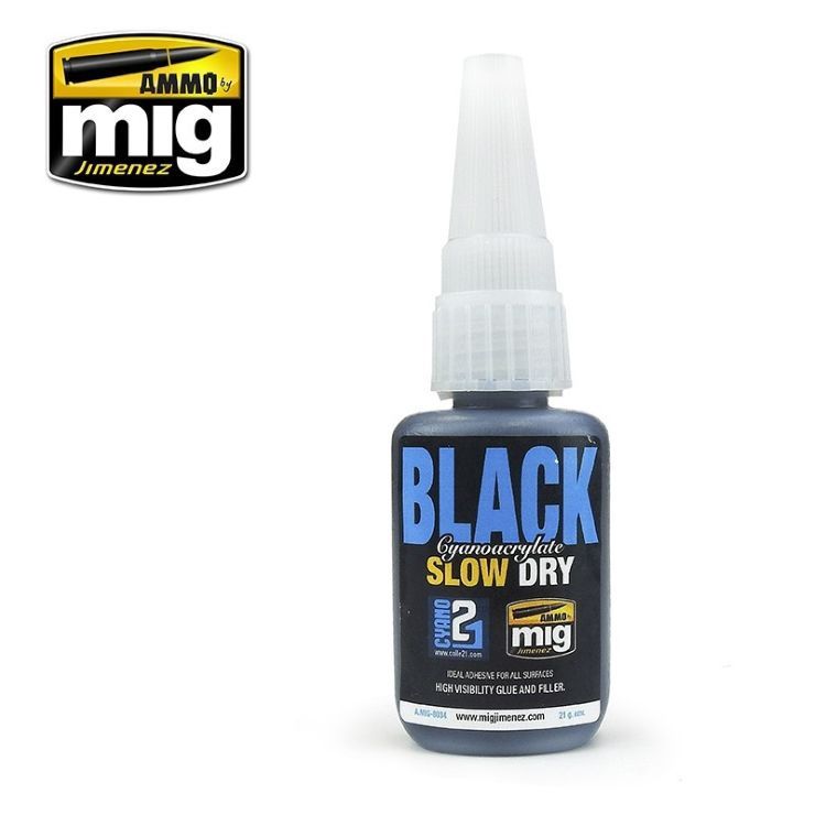 AMMO by Mig  Black Slow Dry Cyanoacrylate Super Glue 21g 8034