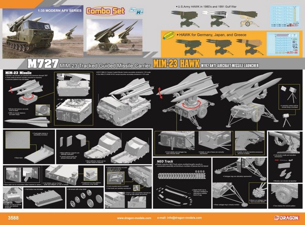 Dragon 1/35 M727 Missile Carrier + MIM-23 Hawk M192 Missile Launcher 3588