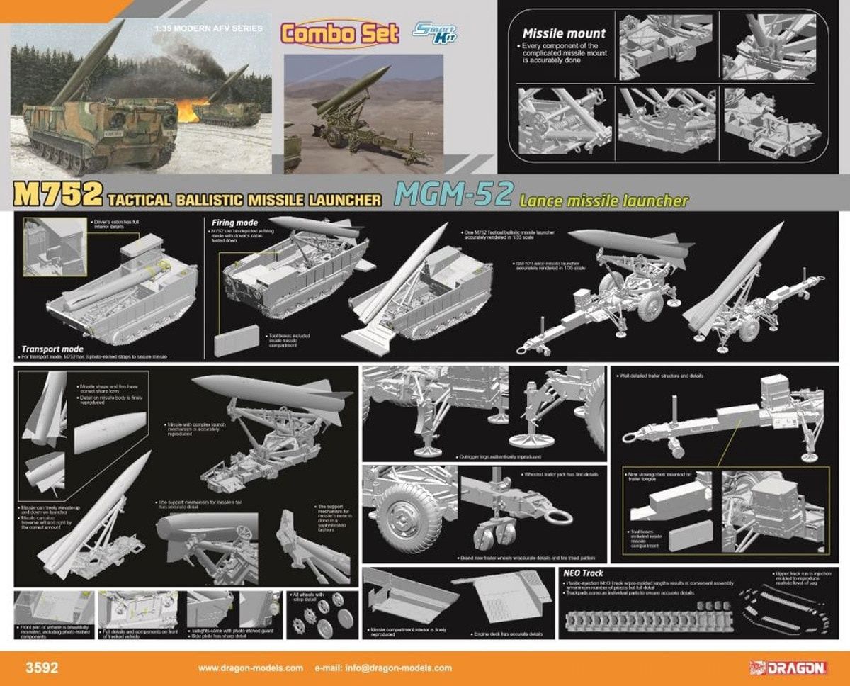 Dragon 1/35 M752 Ballistic Missile Launcher + MGM-52 Lance Missile Launcher 3592