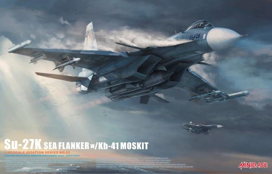 Minibase 1/48 Su-27K Sea Flanker w/ Kh-41 Moskit 8002