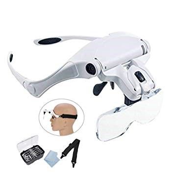 Illuminated Headband Magnifier w/5 Multiple Interchangeable Lens 1.0x-3.5x Power