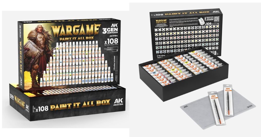 AK Interactive Acrylic 3Gen Wargame Paint It All Box 108 Colors 11784