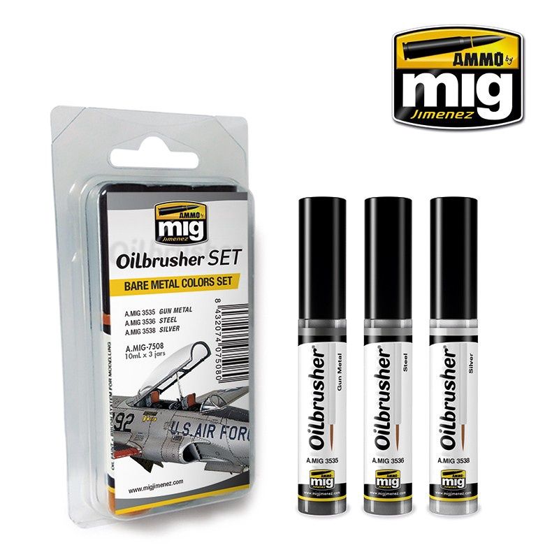 AMMO by Mig  Oilbrusher Bare Metal Colors Set 7508