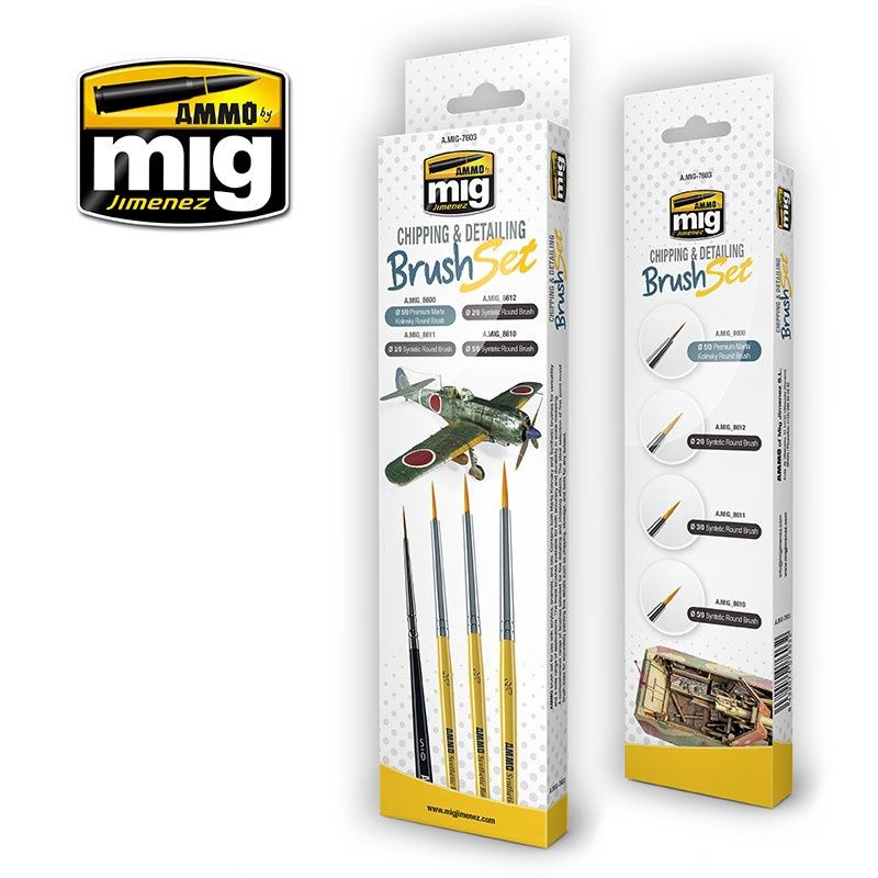 AMMO by Mig  Chipping &amp; Detailing Brush Set 7603