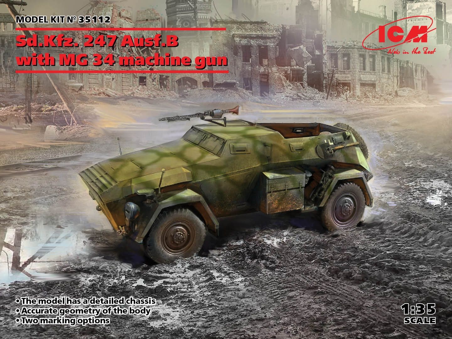 ICM 1/35 Sd.Kfz. 247 Ausf.B with MG 34 Machine Gun 35112