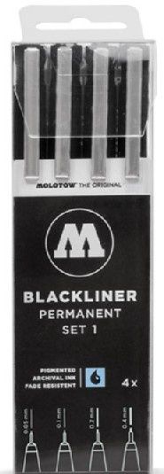 Molotow  Blackliner Pen 4pc Set #1 (.05, .1, .2, .4mm) 200486