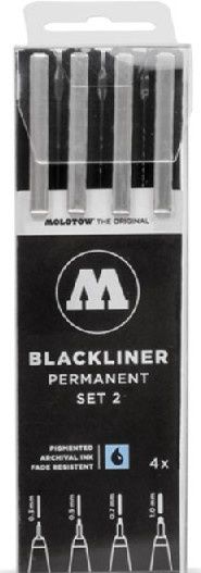 Molotow  Blackliner Pen 4pc Set #2 (.3, .5, .7, 1mm) 200487
