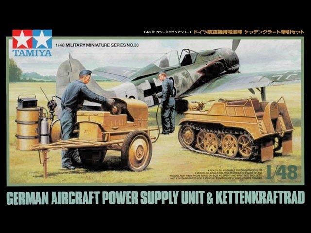 Tamiya 1/48 German Aircraft Power Supply Unit &amp; Kettenkraftrad 32533