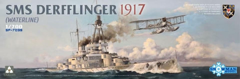 Takom 1/700 SMS Derfflinger 1917 (waterline) w/3D Printed FF-33E 7039SP