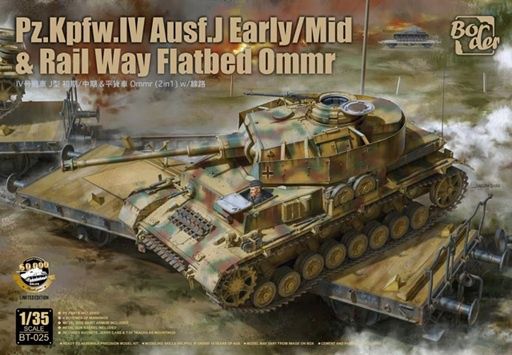 Border 1/35 Panzer Pz.Kpfw.IV Ausf.J Early/Mid &amp; Rail Way Flatbed Ommr BT025