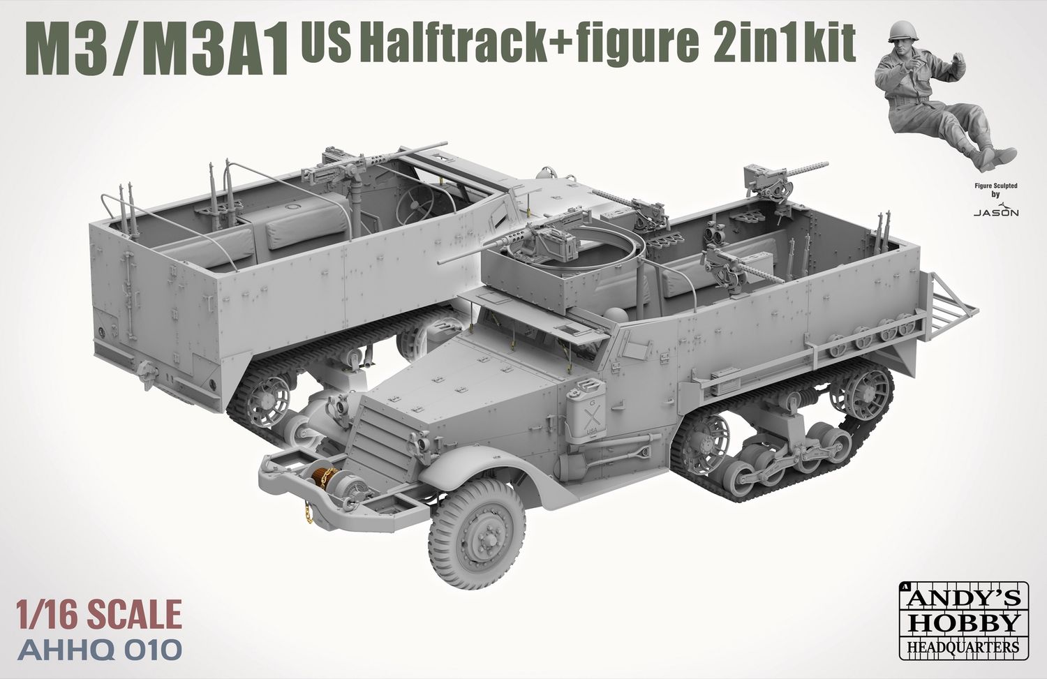 Andy&#39;s Hobby Headquarters 1/16 M3/M3A1 US Halftrack (2 in 1 Kit) AHHQ010